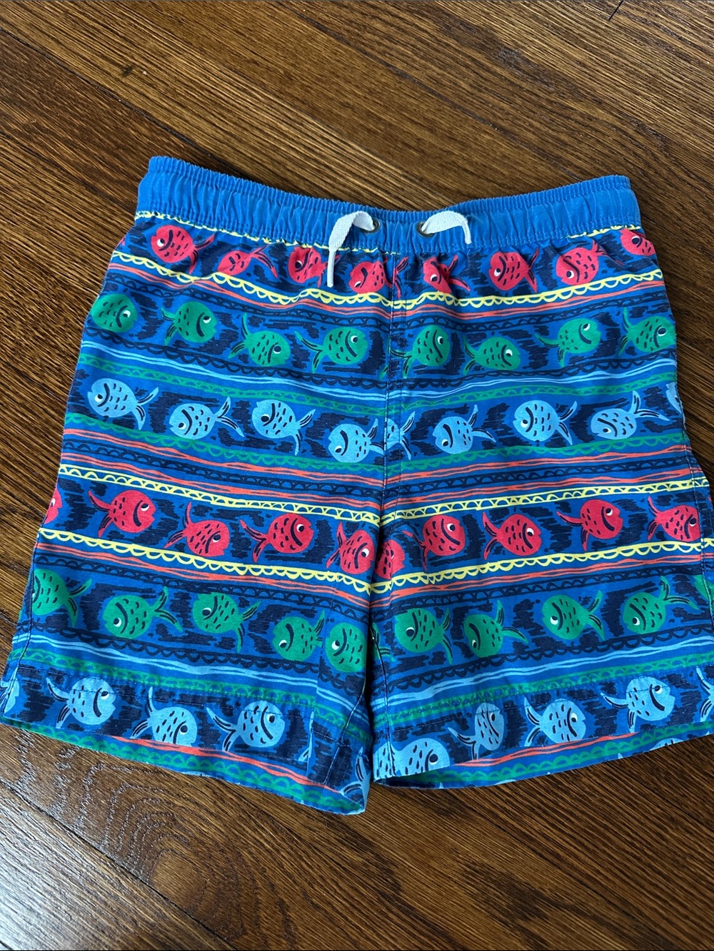 Hanna Andersson Blue Kids Fish Swim Trunks